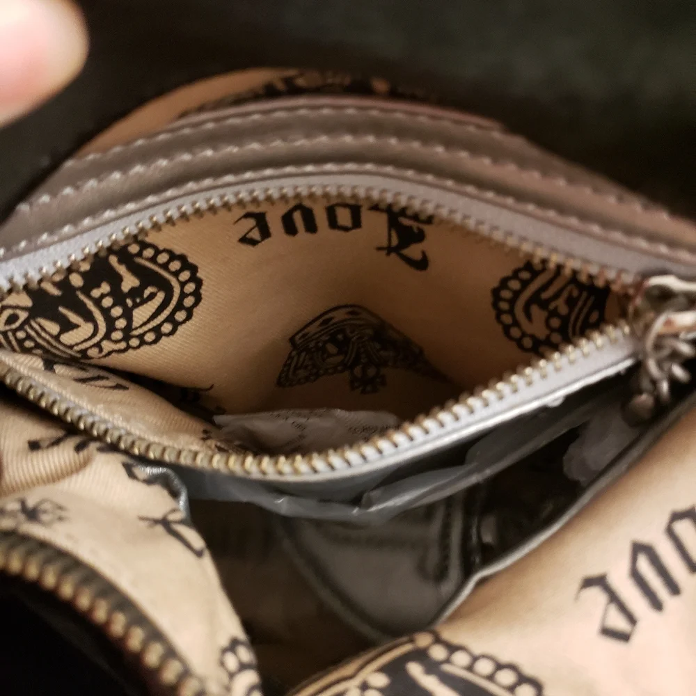 Juicy Couture Black Shoulder Bag with Cream Embroidery